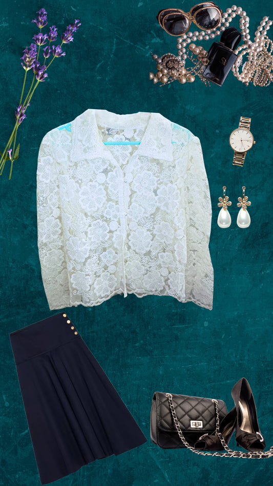 Lace Net Embroidered Chikankari Blouse with Inner