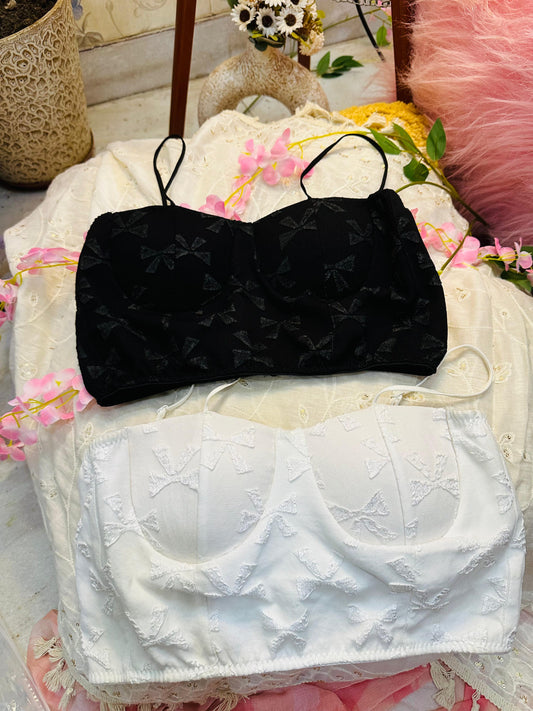 Glitzy Blitzy Padded Partywear Bow Sweetheart Low Line Top