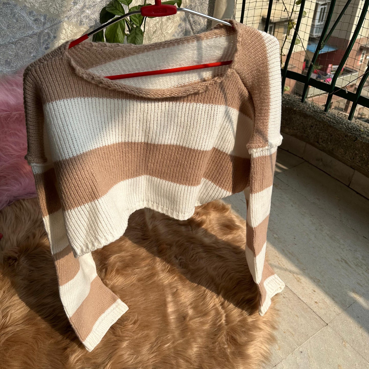 Loose Long Sleeve Crop Half Sweater