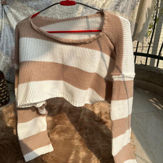 Loose Long Sleeve Crop Half Sweater