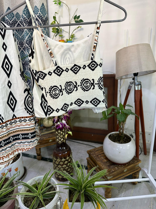 Tribal Print Shirt With Printed Inner