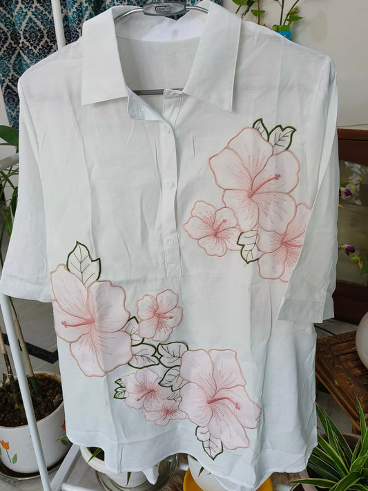 Floral Organza White Shirt