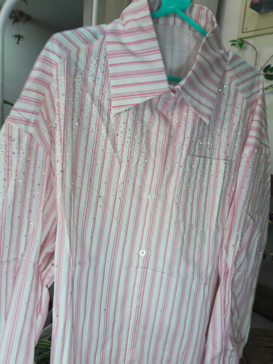 Pink Striped Glittery Shirt