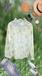 Flower Embroidered Lacy Collar Shirt