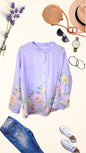 Flower Printed Chinese Collar Shirt