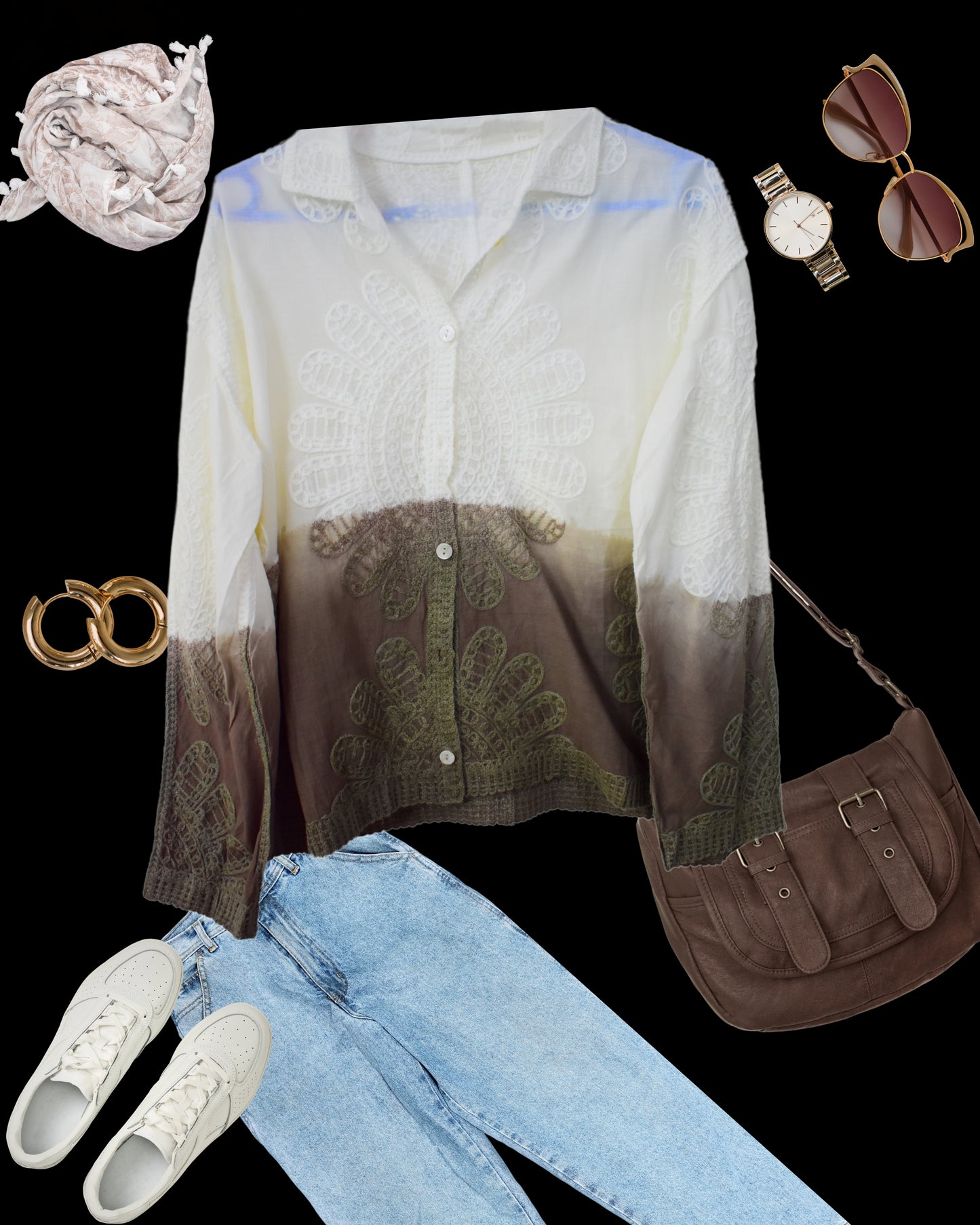 Gradient Chikankari Cotton Shirt