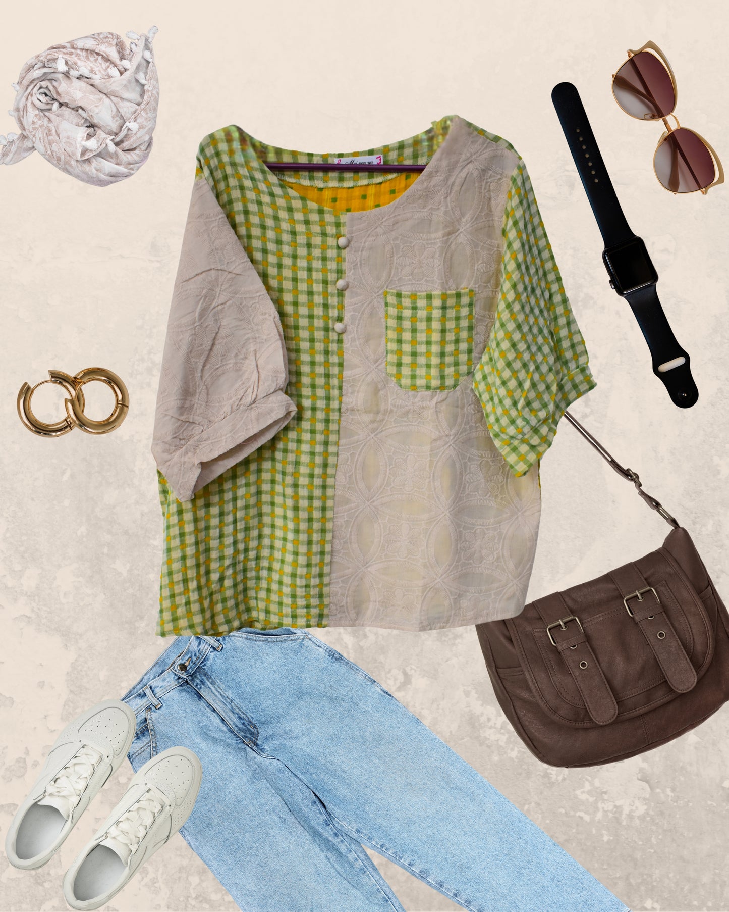 Checked & Stiched Top