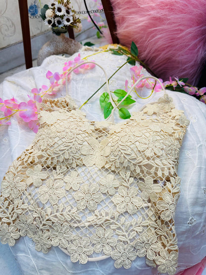 Beach Baby Padded Flower Lace Top