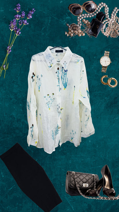 Organza Tissue Stonework Garden Party wear Loose Shirt