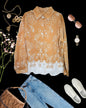 Flower Mesh Embroidered Glaze Cotton Cutwork Shirt