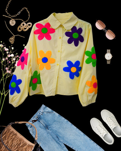 Rainbow Flower Crop Shirt