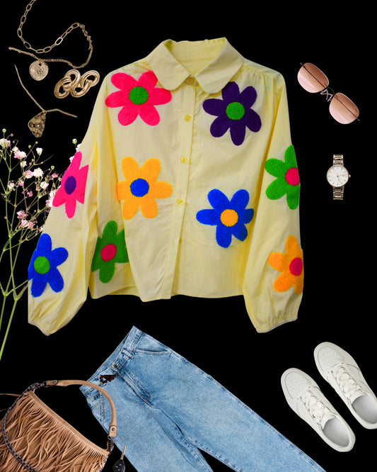 Rainbow Flower Crop Shirt