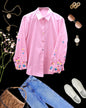 Sleeve flower embroidered Solid Shirt