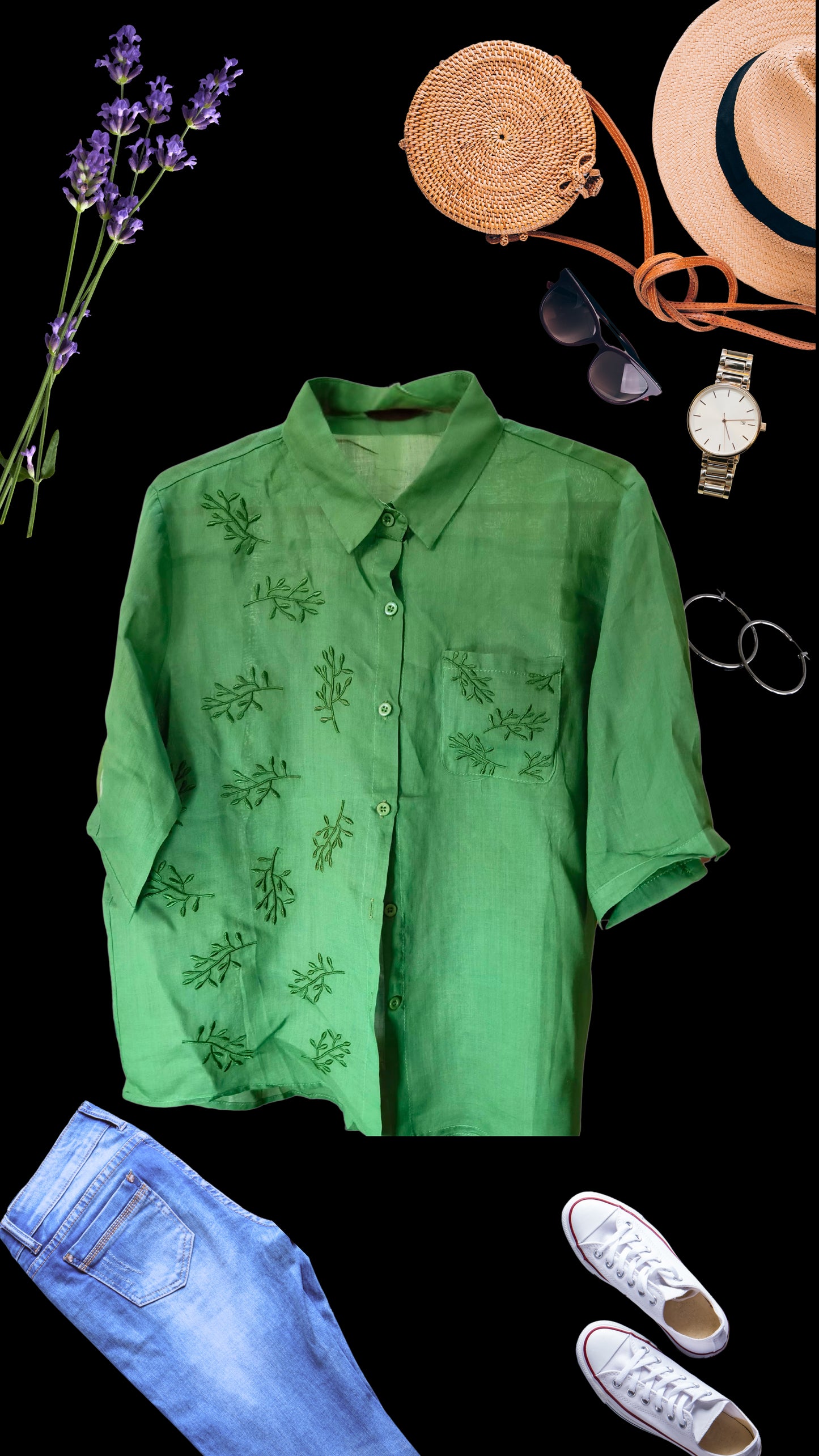 Pure Linen Chikankari Solid Half Sleeve Shirt