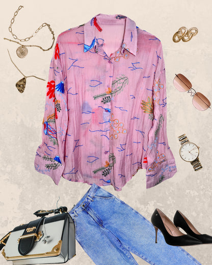 Garden Scribble Loose Shirt