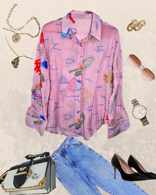 Garden Scribble Loose Shirt