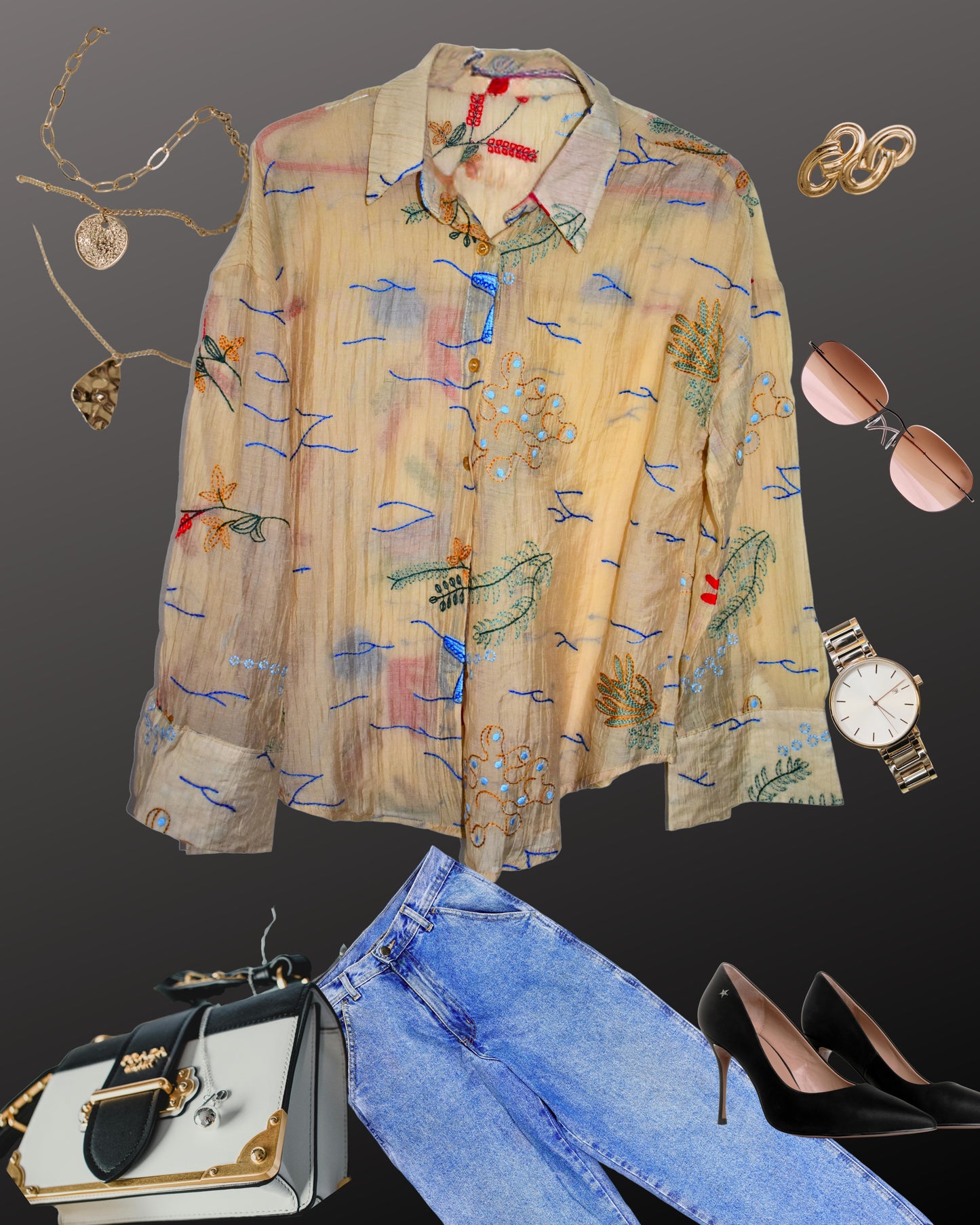 Garden Scribble Loose Shirt