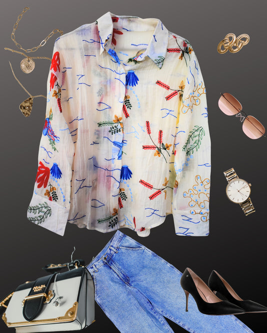 Garden Scribble Loose Shirt