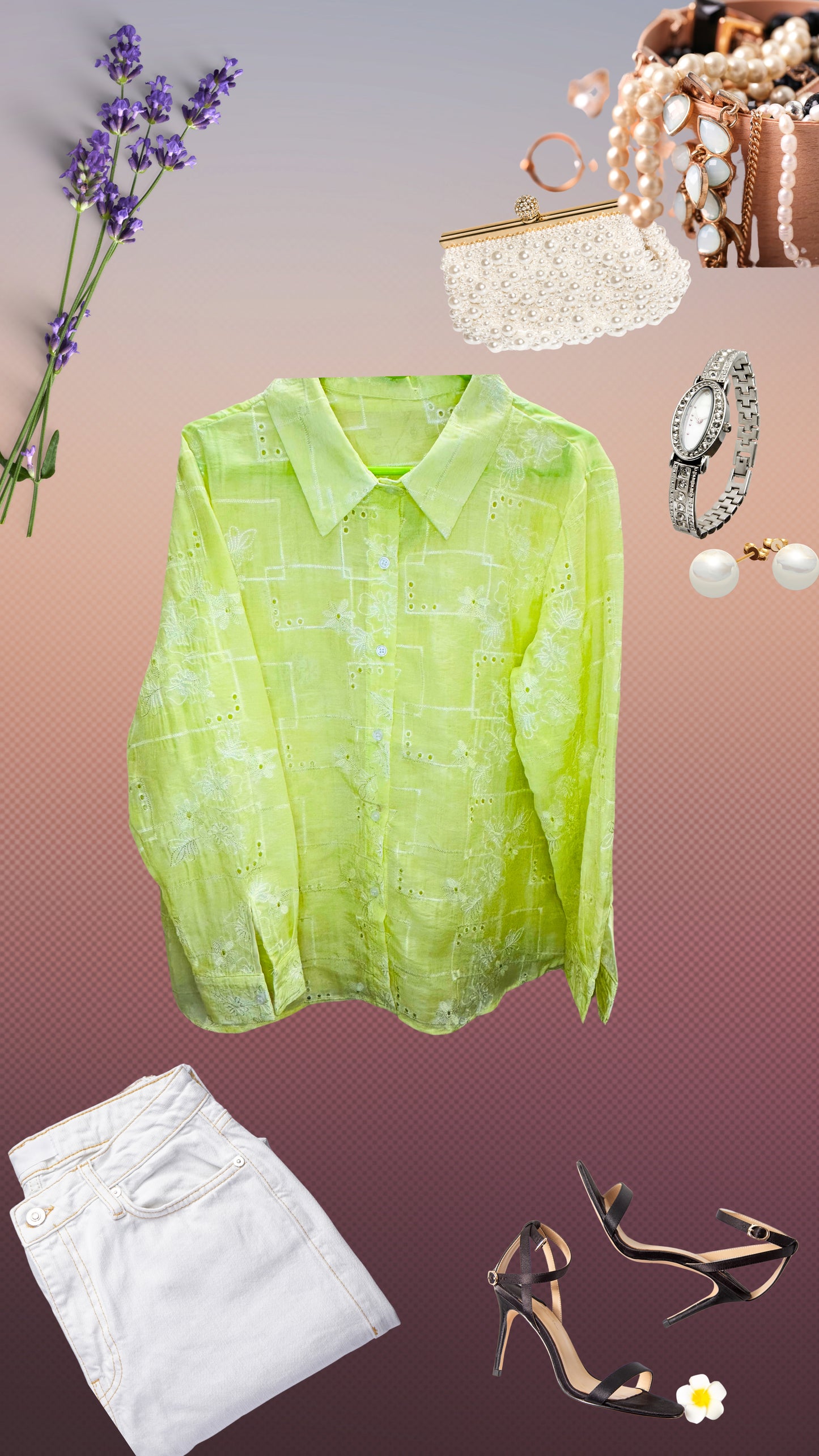 Eyelet Sciffli Embroidered Shiny Organza Block Shirt