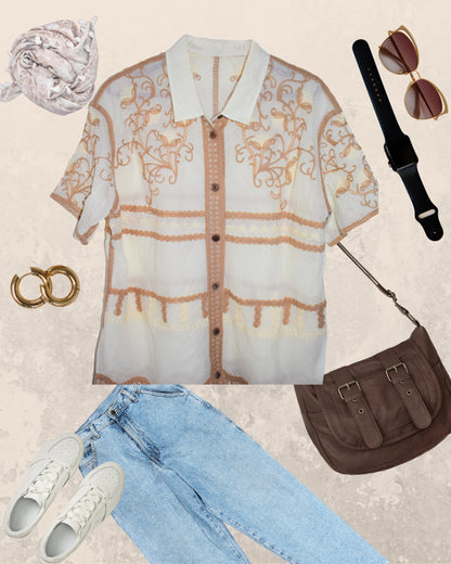 Our Pinteresty Shirt(Flower Embroidery)