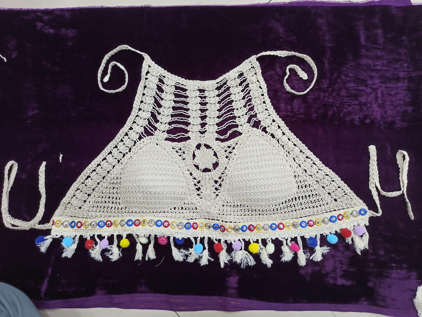 Boho Crochets Boho Bikini Pompom Top