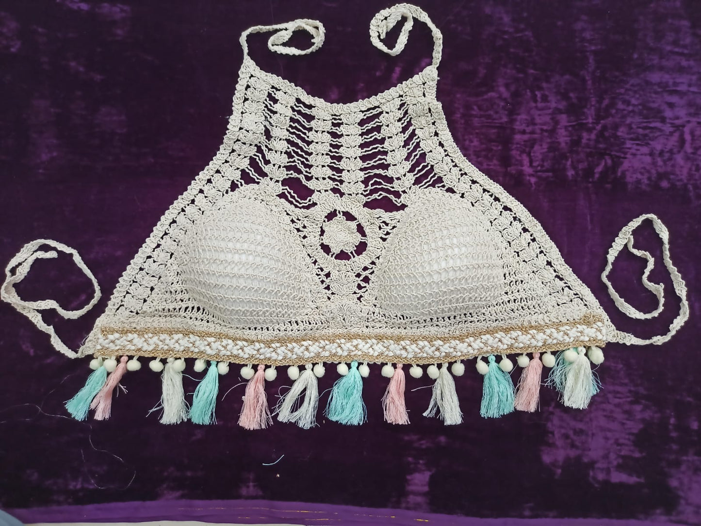 Boho Crochets Boho Bikini Pompom Top