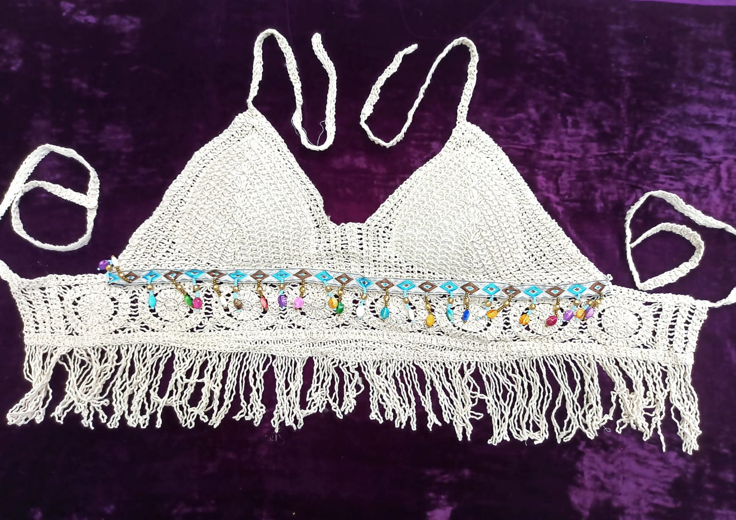 Boho Crochets Boho Bikini Pompom Top