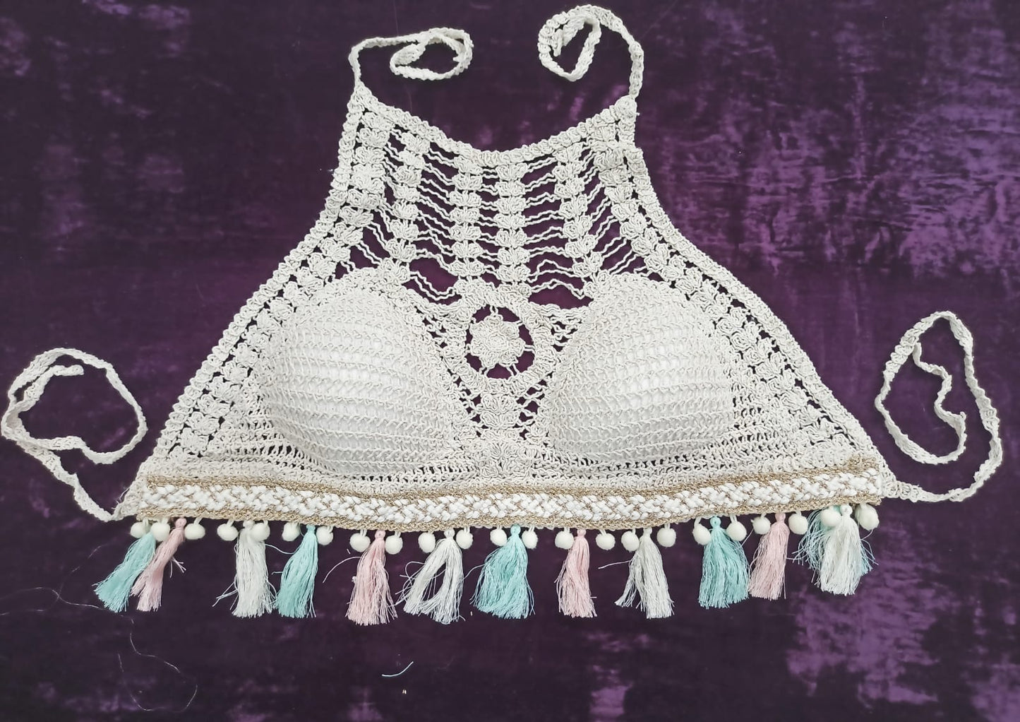 Boho Crochets Boho Bikini Pompom Top