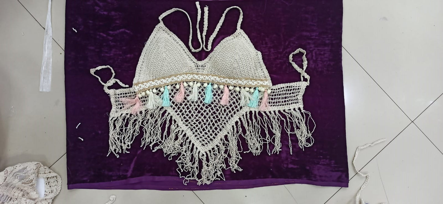 Boho Crochets Boho Bikini Pompom Top