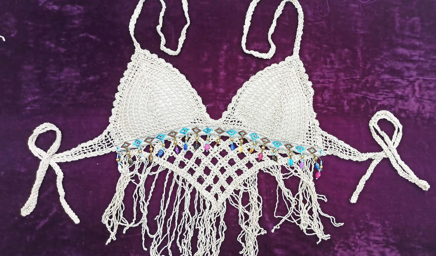 Boho Crochets Boho Bikini Pompom Top