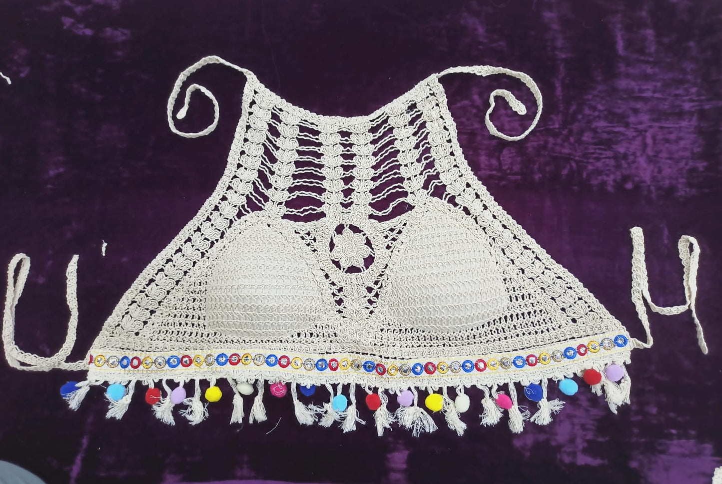 Boho Crochets Boho Bikini Pompom Top