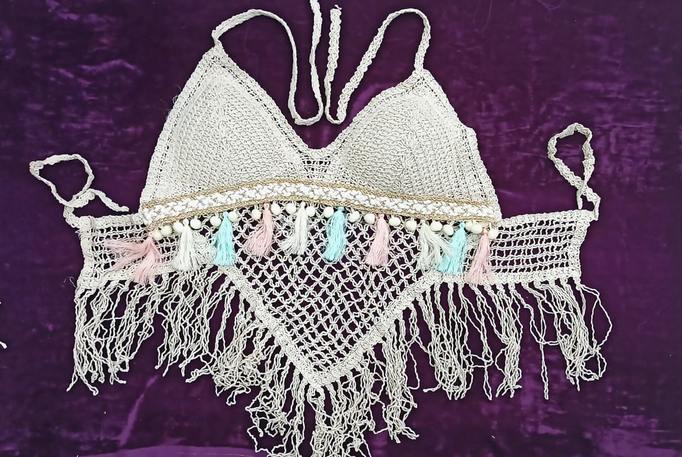 Boho Crochets Boho Bikini Pompom Top