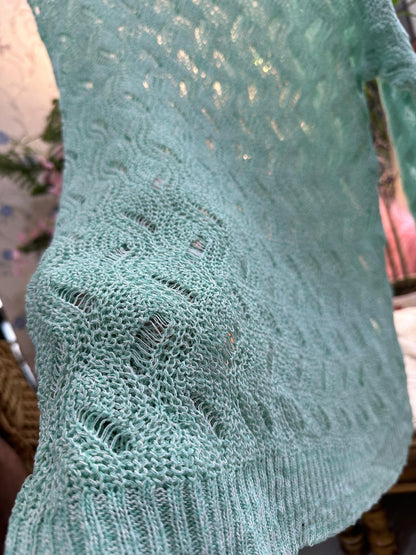 Sea Green Crochet Knit Full Sleeve Top