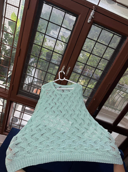 Sea Green Crochet Knit Full Sleeve Top