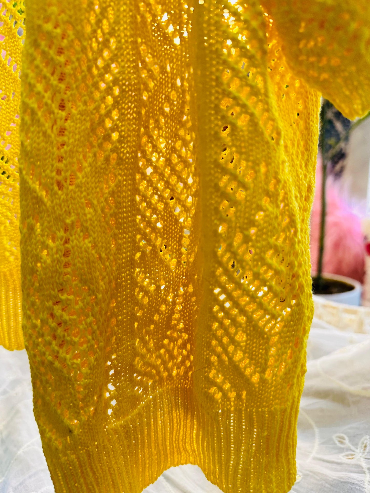 Yellow Crochet Knit Shrug Half Blouse