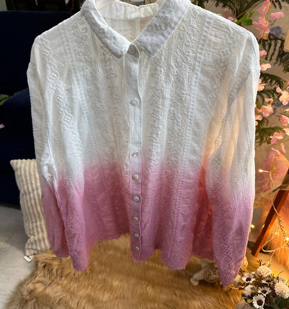 Gradient Chikankari Cotton Shirt