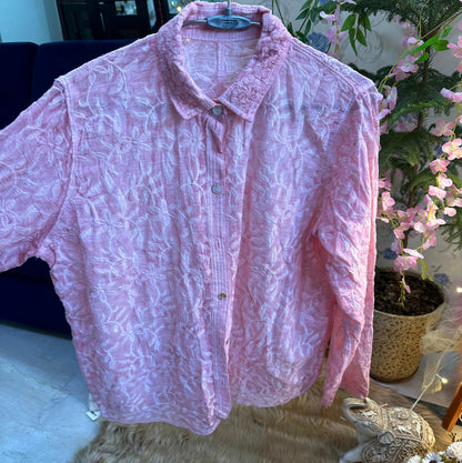 Linen Chikankari Embroidered Shirt