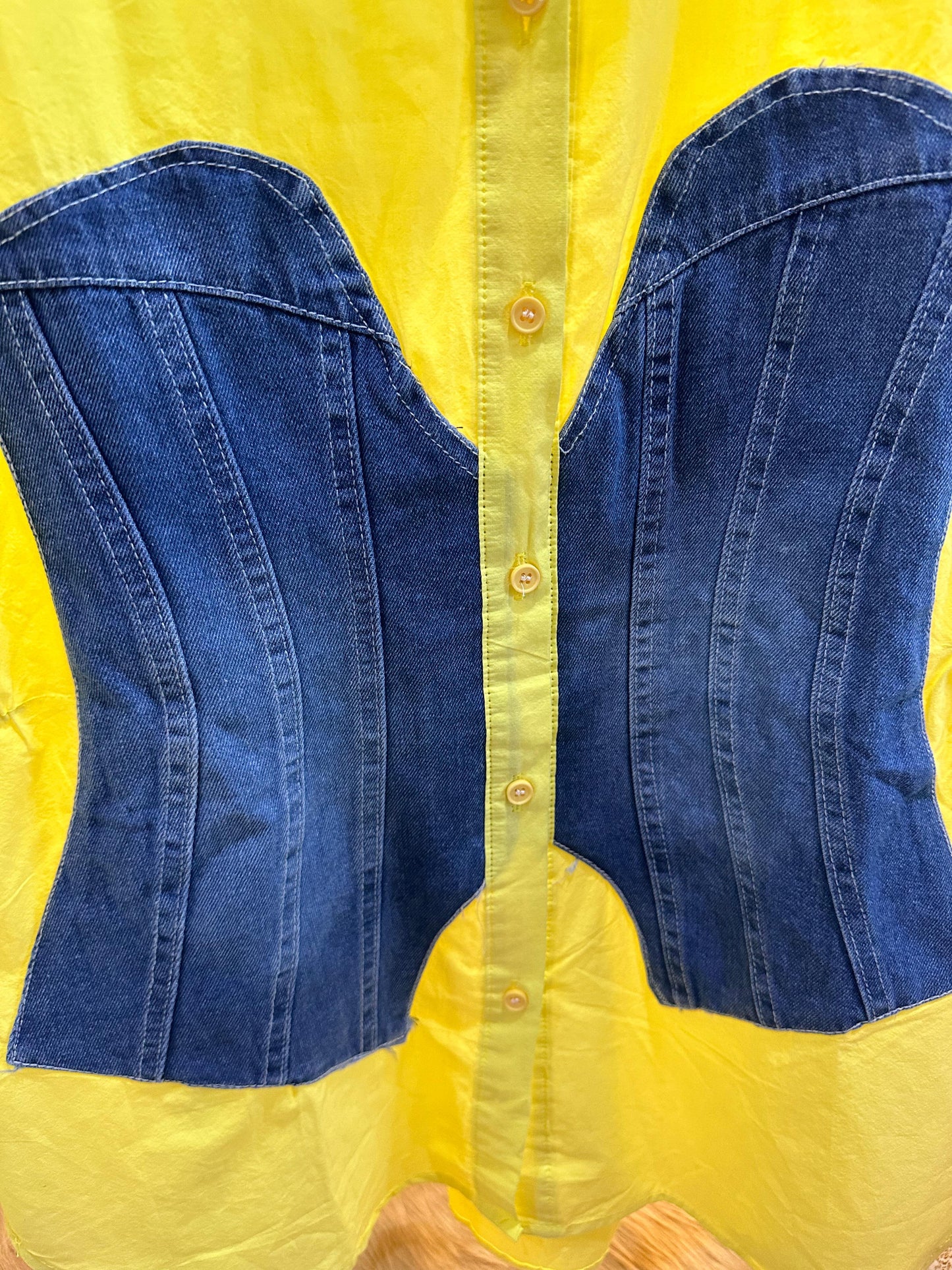 Half Denim Corset Designer Shirt