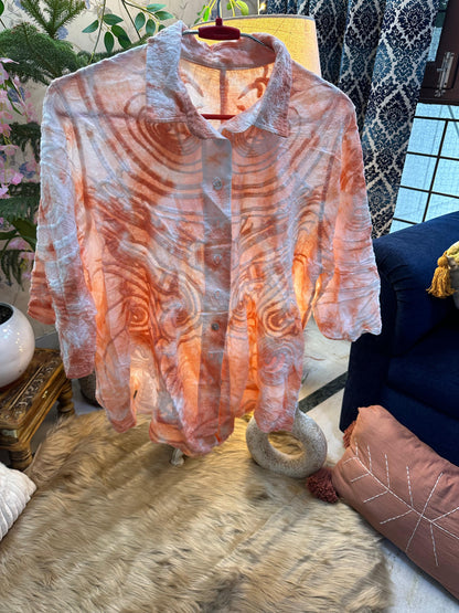 Tie and Dye Cutwork gradient chikankari Cotton Shirt