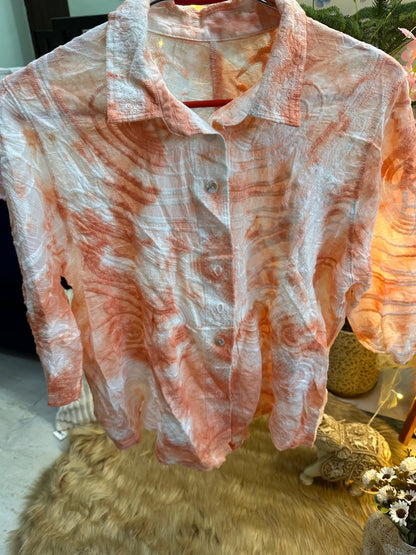 Tie and Dye Cutwork gradient chikankari Cotton Shirt