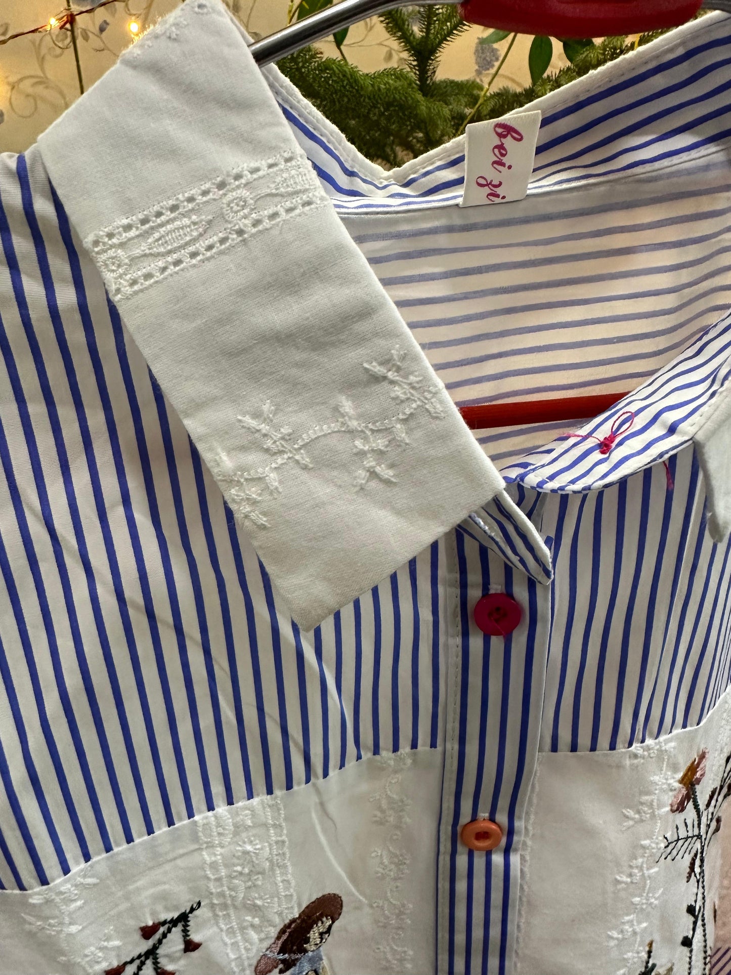 Cotton Striped Embroidered Designer Shirt