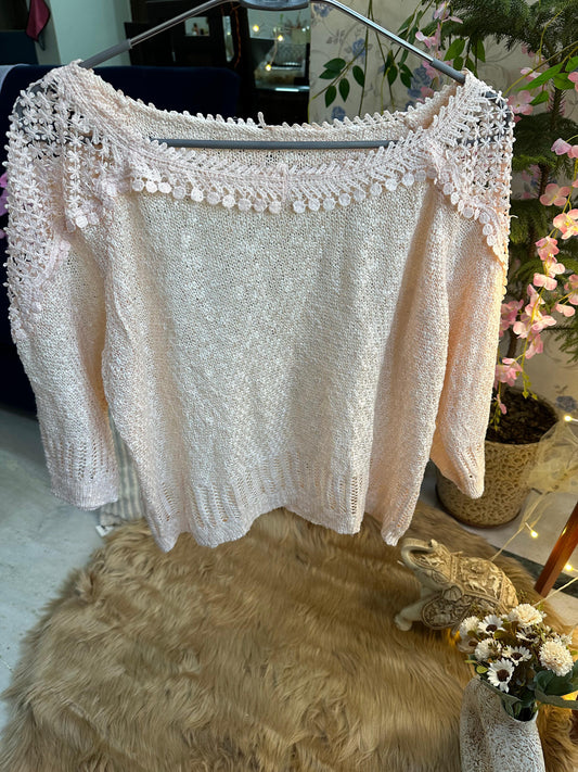 Crochet All Day Peach Lacy Top