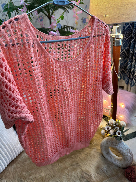 Curvy Crochets Peach Batwing Top