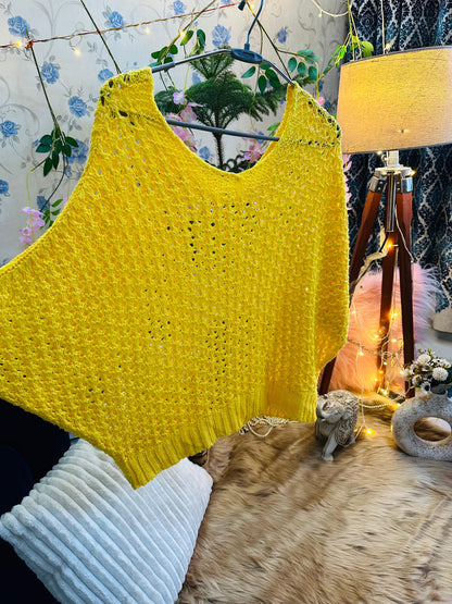 Curvy Crochets Yellow Pre Winter Batwing Top