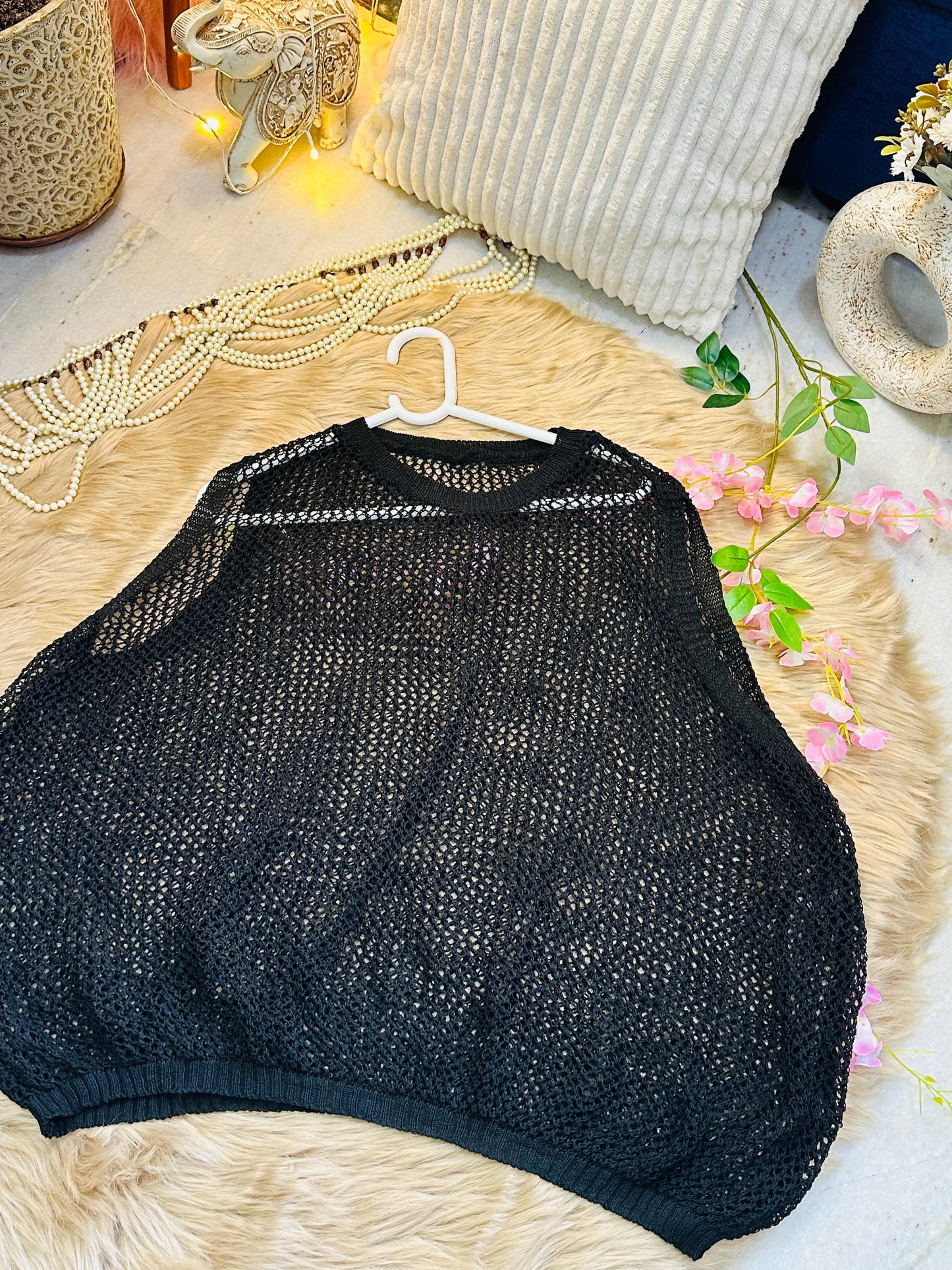 Curvy Crochets Black Sleeveless Top