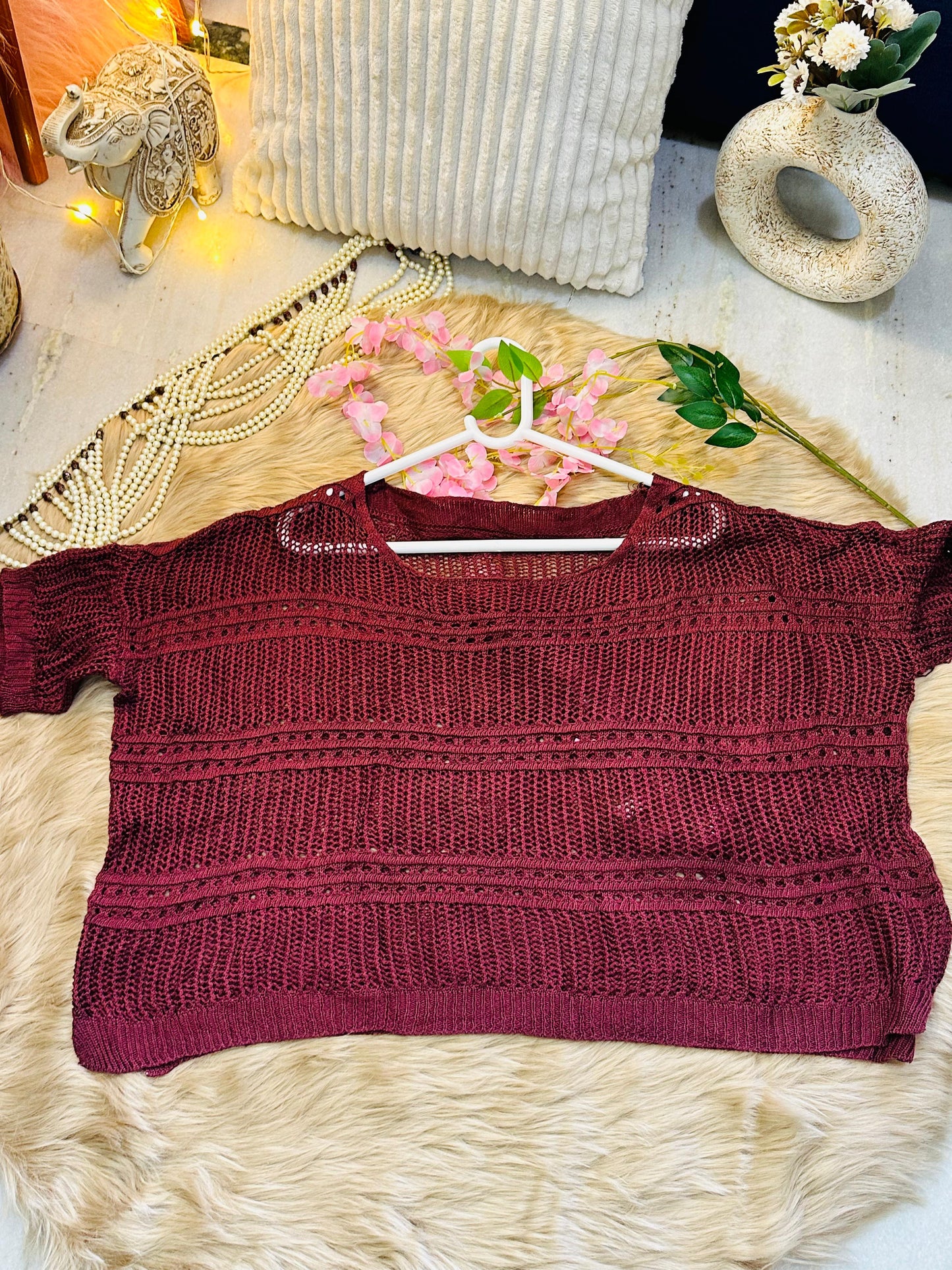 Curvy Crochets Maroon Crop Top