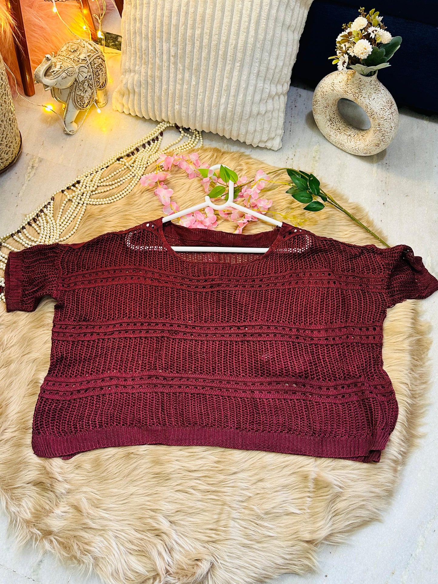 Curvy Crochets Maroon Crop Top