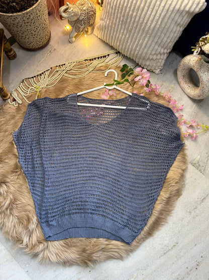 Curvy Crochets Gray Half Sleeve Baggy Top