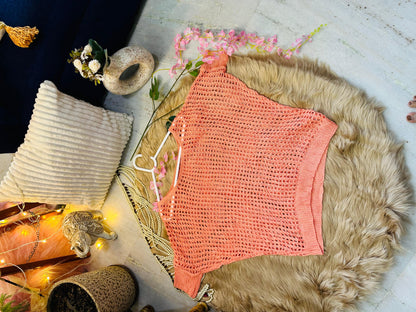 Curvy Crochets Peach Batwing Top