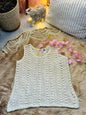 Crochet All Day Beige Flower Design Sleeveless Long Top